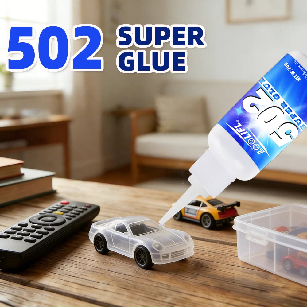 LOOLIFL 502 Super Glue 20g Strong Instant Adhesive for Plastic, Metal, Rubber, Ceramic, - Fast Drying Cyanoacrylate Glue with