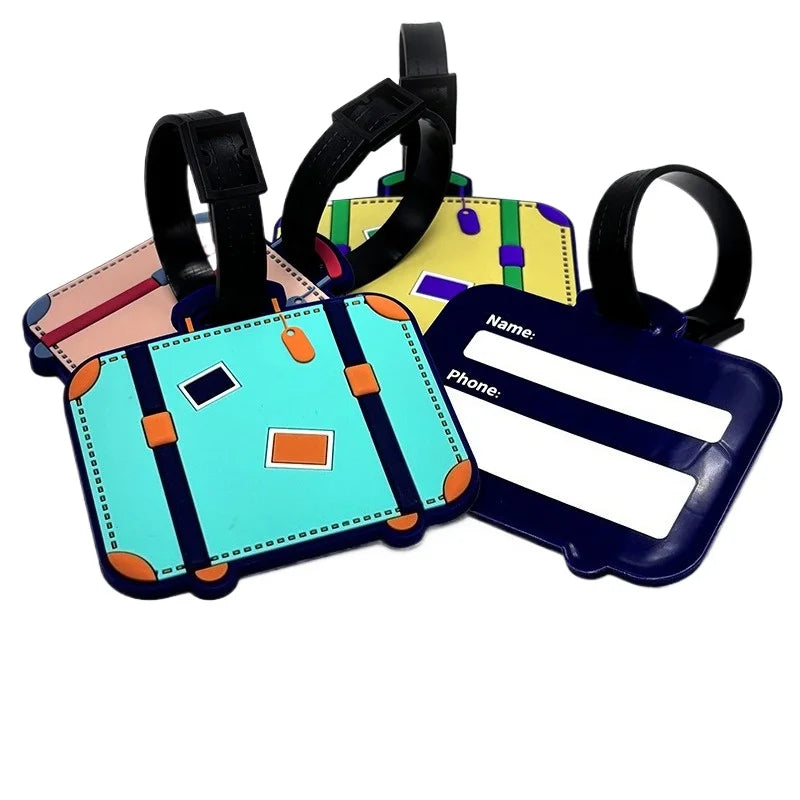 New Creative PVC Luggage Tags Suitcase Tag Cartoon Cute Luggage Tags Checked in Tags Anti Loss Tag Holiday Travel Accessories