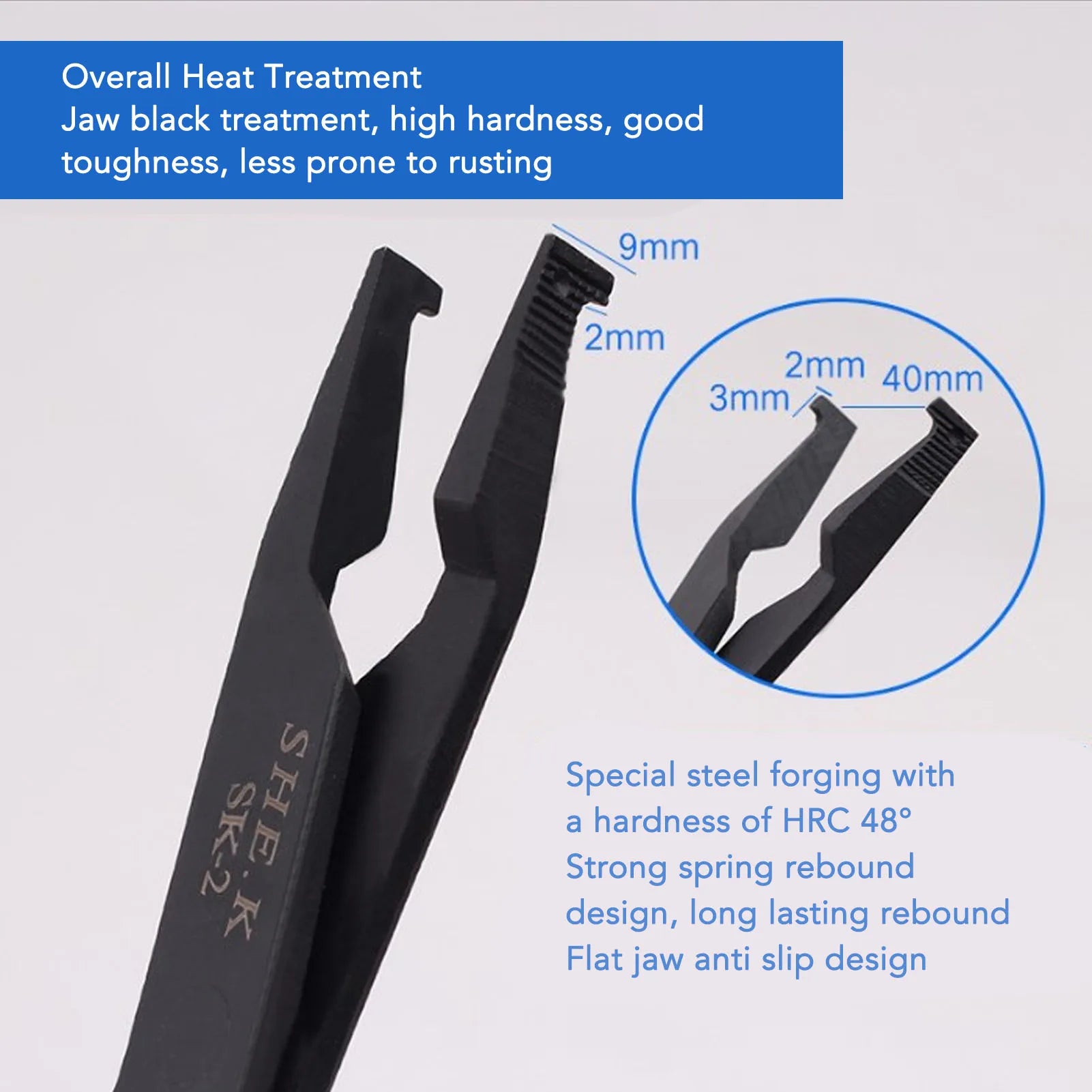 Flat Snap Ring Pliers Snap Ring Pliers 40mm Opening 2mm Thickness High Carbon Steel Ergonomic Design Retaining Ring Pliers