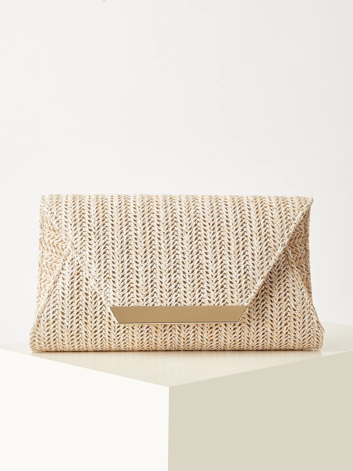 Women's Woven Clutch Bag, Beige, Solid Color, Summer, Holiday, Beach, Vacation Essential, Vacation Season, Versatile Business Commuter Women's Crossbody Bag, Casual, Simple, Beach