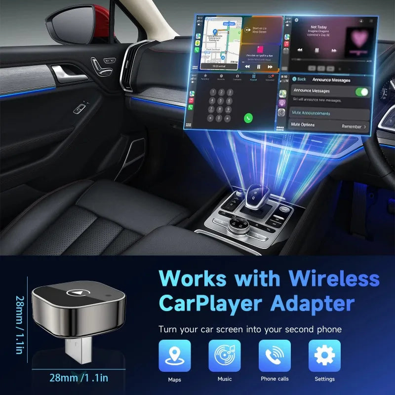 2026 2in1 CarPlay/Android Auto Adapter Wired to Wireless Dongle for Apple & Android Plug and Play Universal Car Accessory Newest