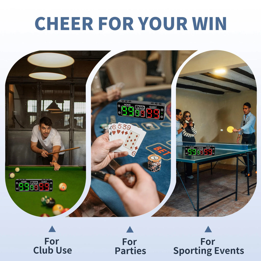 Touch Smart Scoreboard With Timer, Portable Mini Electronic Scoreboard, 10 Digit Tabletop Scoreboard for Sports & Games