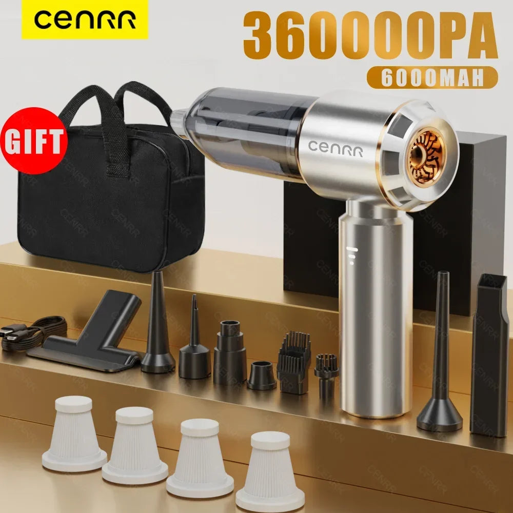 CENRR Mini Car Vacuum Cleaner 360000PA Cordless Powerful Wireless Car Cleaner HandHeld Portable Vacuum Cleaner Home Appliance