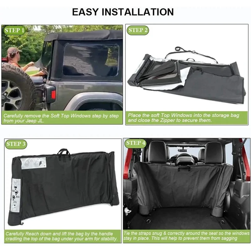 ATT-Car Soft Top Window Storage Bag For Jeep Wrangler JK/JKU JL JLU 2-Door & 4-Door Sahara Freedom Rubicon Parts