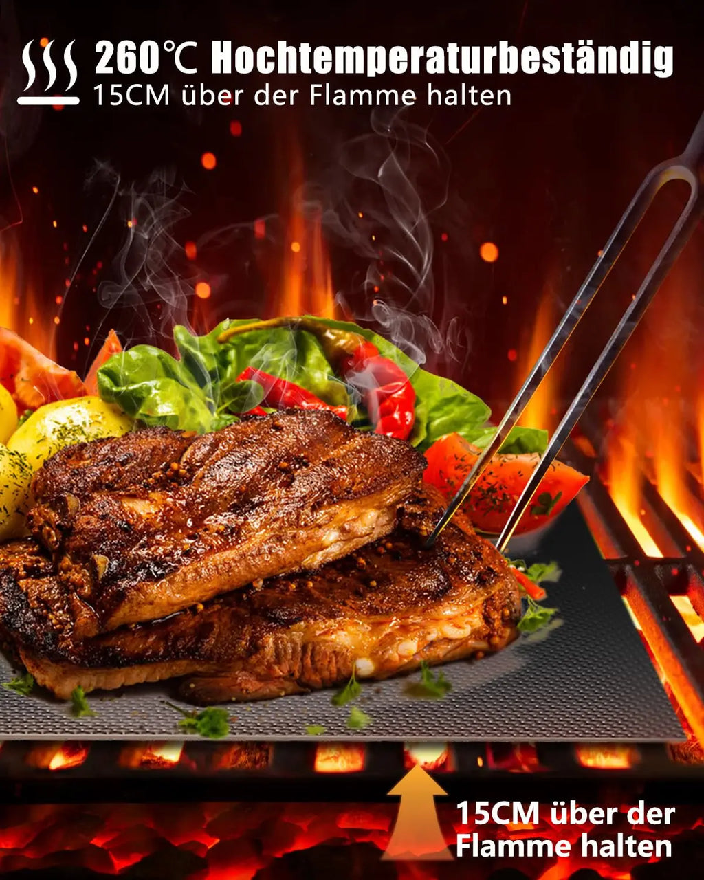 5-Pack BBQ Grill Mats (40x32cm) - Non-Stick Teflon, PFOA-Free, Reusable for Gas/Charcoal Grills & Baking