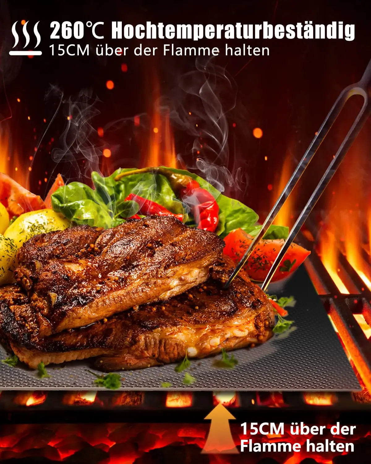 5-Pack BBQ Grill Mats (40x32cm) - Non-Stick Teflon, PFOA-Free, Reusable for Gas/Charcoal Grills & Baking