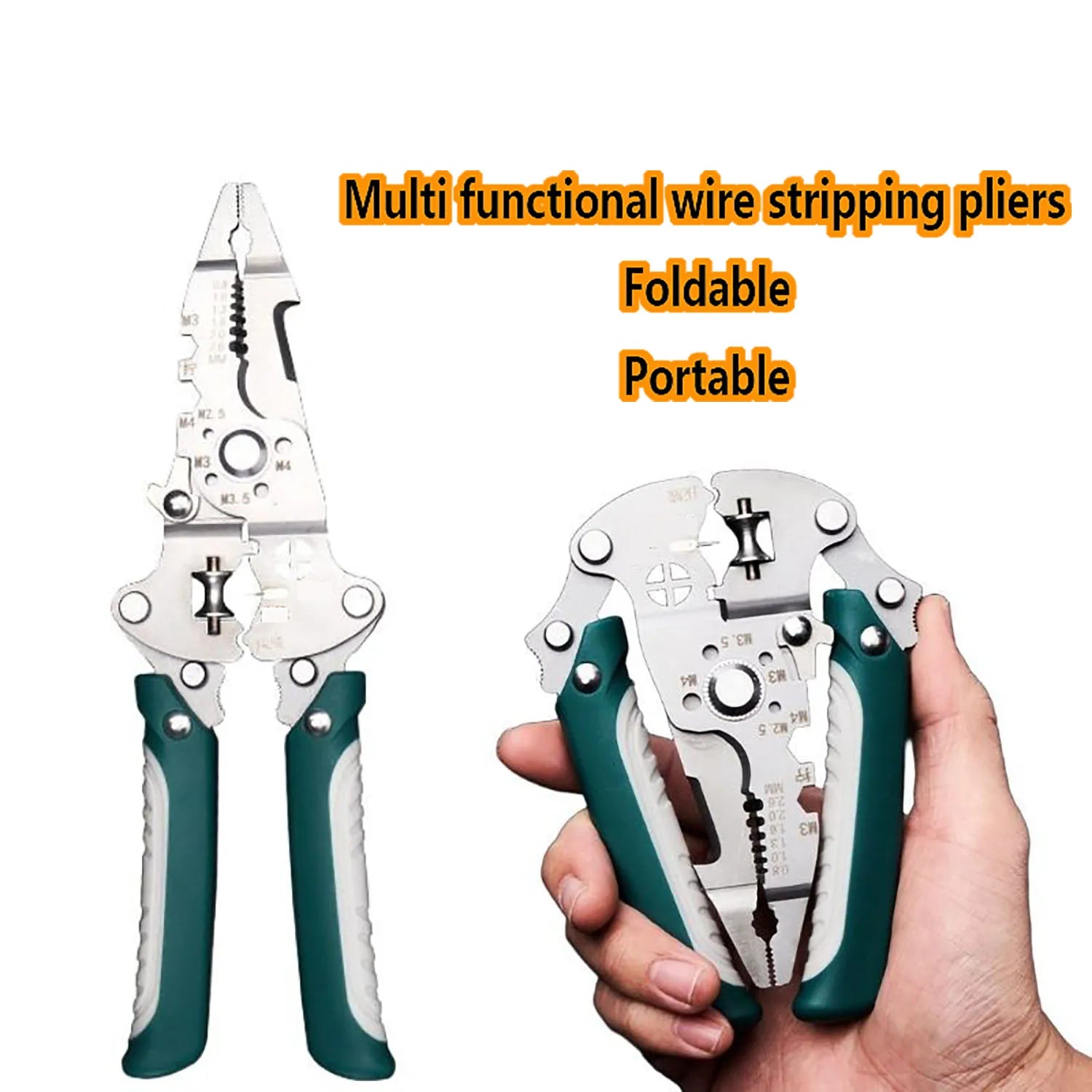 Industrial Grade 18-in-1 Foldable Wire Stripping Pliers Crimping Tool Heavy Duty Multifunctional Electrician Pliers for DIY