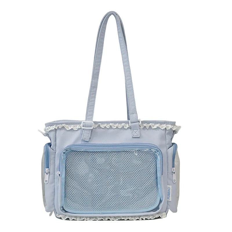 Japan Style Preppy Messenger Bag with Cute Bow Anime Shoulder Crossbody Bag For Sweet JK Girls Tote Bag