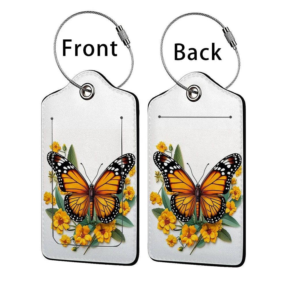 HOT SALE Tyrant butterfly Leather Business Luggage Tag Suitcase Address Label Luggage Boarding Case Label Name ID Address Clip