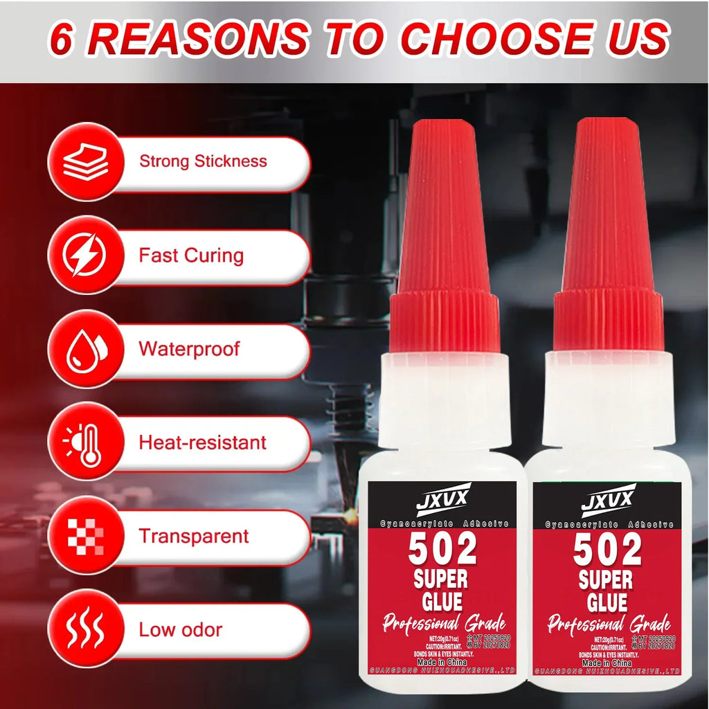 502 Super Instant Adhesive for Repairing Metal, Plastic, and Wood  - 5S Quick-Drying Cyanoacrylate (20/50g)