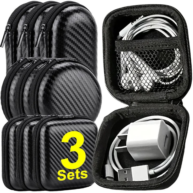 1/3Pcs EVA Data Cable Storage Bag Portable Bluetooth Earbuds Storage Box Digital Product Electronic Charger Case Mini Hard Shell