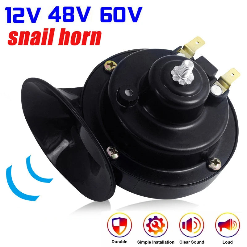 110dB Super Loud Motorcycle Waterproof Snail Horn Sound Monophonic Scooters Accessorie Electric Moped Horn Megaphone 12V 48V 60V