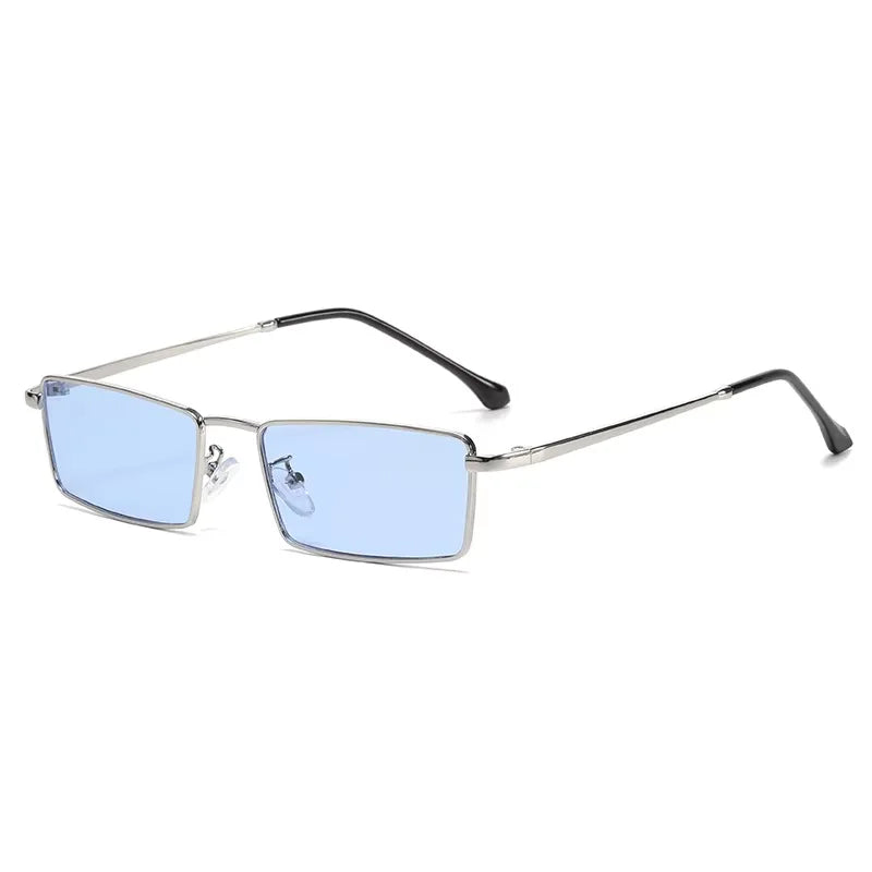 Fashionable Metal Square Small Frame Sunglasses High-End Street Style Sun Shading Retro Eyewear for Trendy Look Hiking Glasses