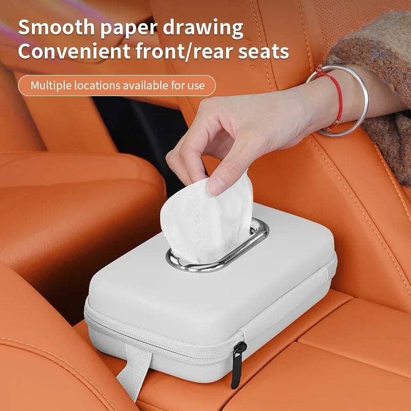 Car Mounted Tissue Box Drawer Box Creative Car Armrest Box Backrest Hanging Multifunctional Sun Visor Four-color Tissue Bag