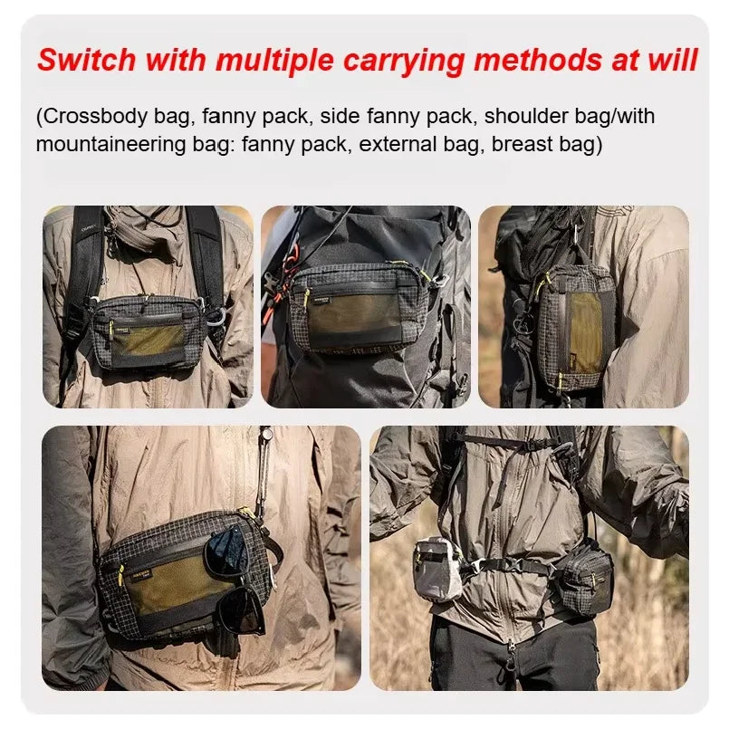 Fiber Waist Pack 1.1L Waterproof UrltraLight Multi Pocket for Cycling Running Hiking Camping Outdoor Sports Accessories