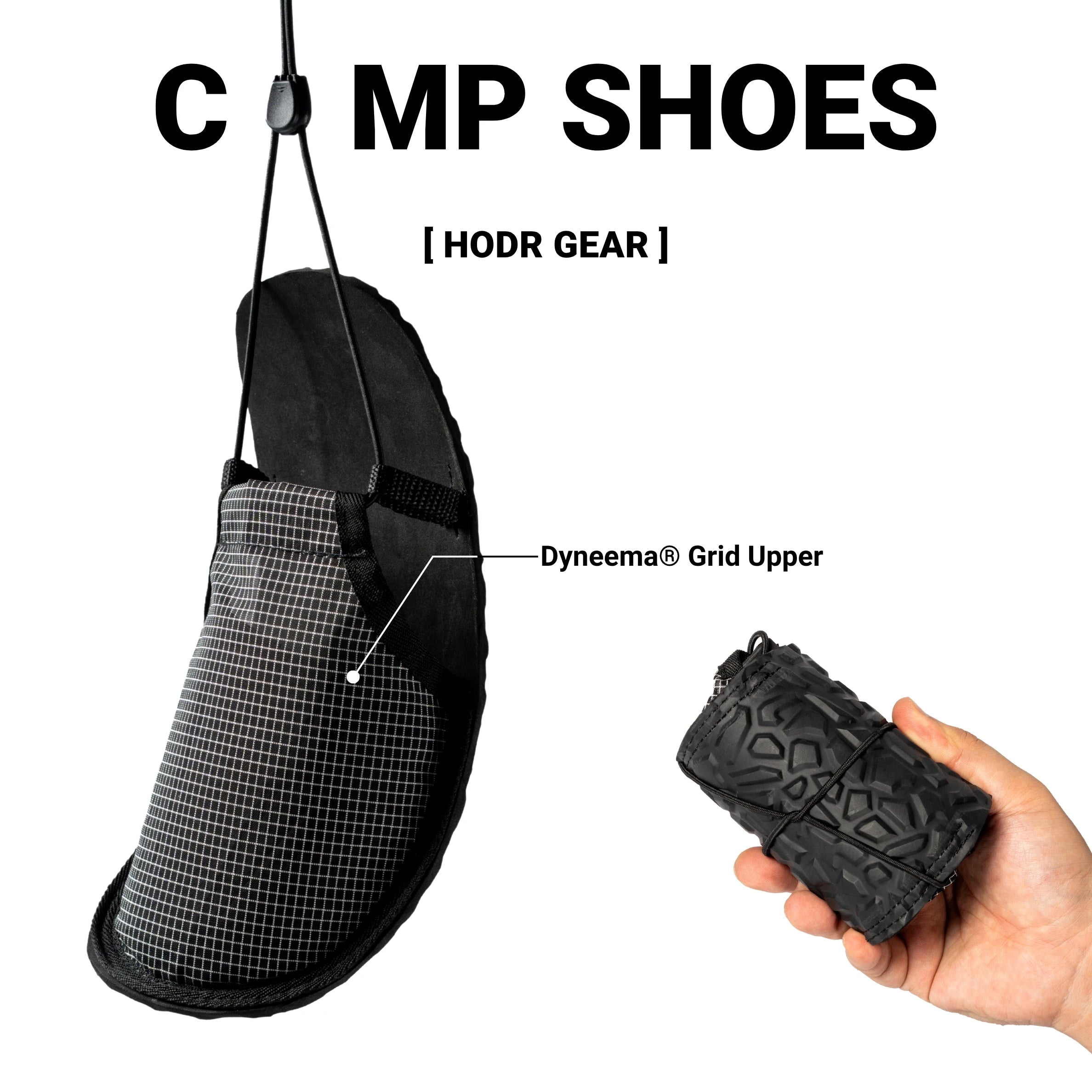 [HODR GEAR] Camp Shoes Ultralight Rollable Footwear Breathable Dyneema® Grid Upper Sole Packable Quick-Dry Short Camp Movement