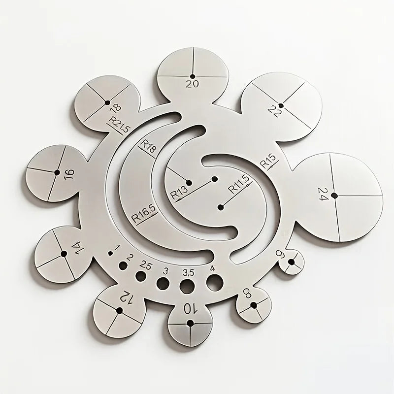 11 in 1 Stainless Steel Radius Template Ruler Multi Circular Angle Cutting Guide Center Finder Arc Measuring Gauge DIY