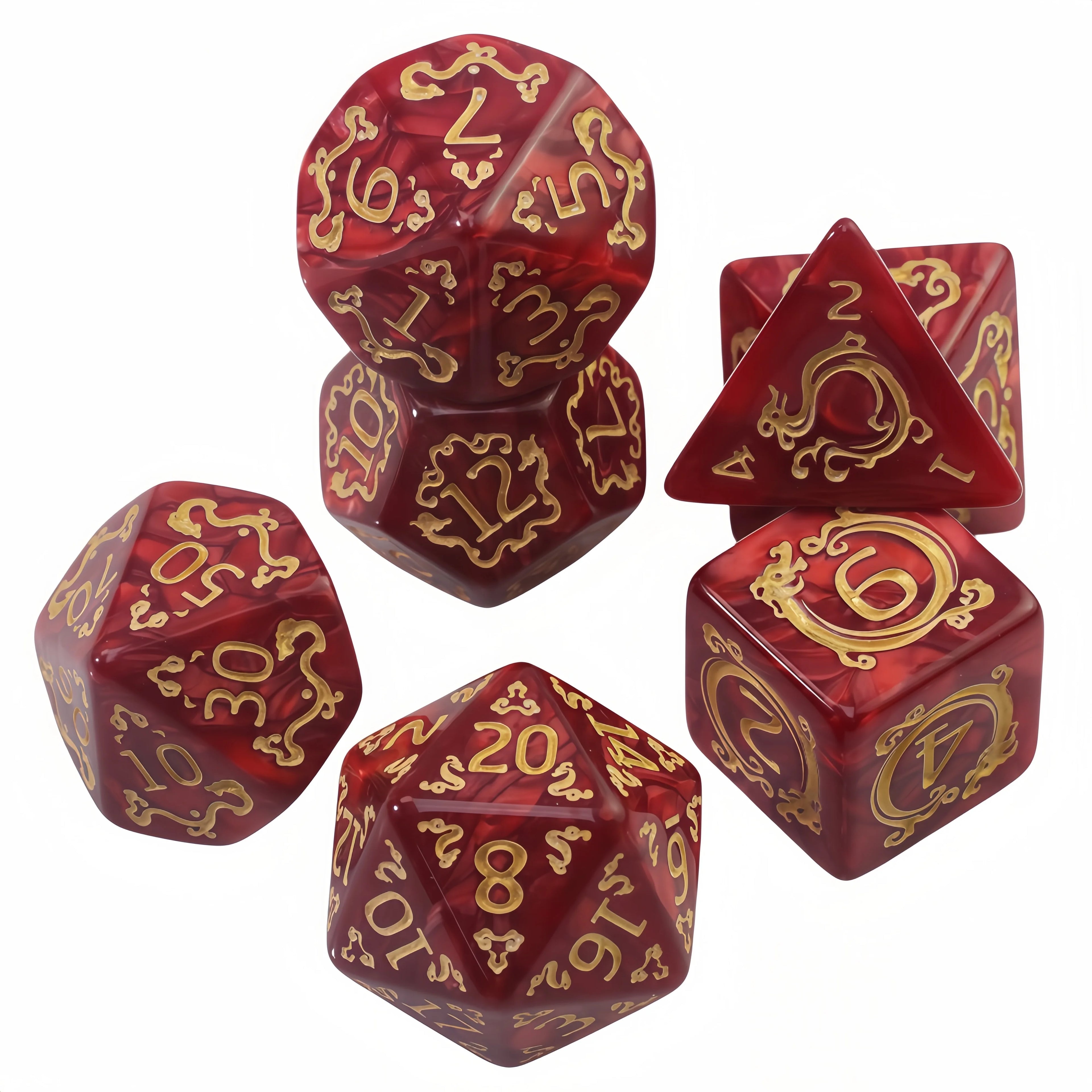 DND Dice Set, 7pcs Polyhedral Dice Marble Effect for D&D Role Playing Game, Club Party DND RPG Board Game Accessories