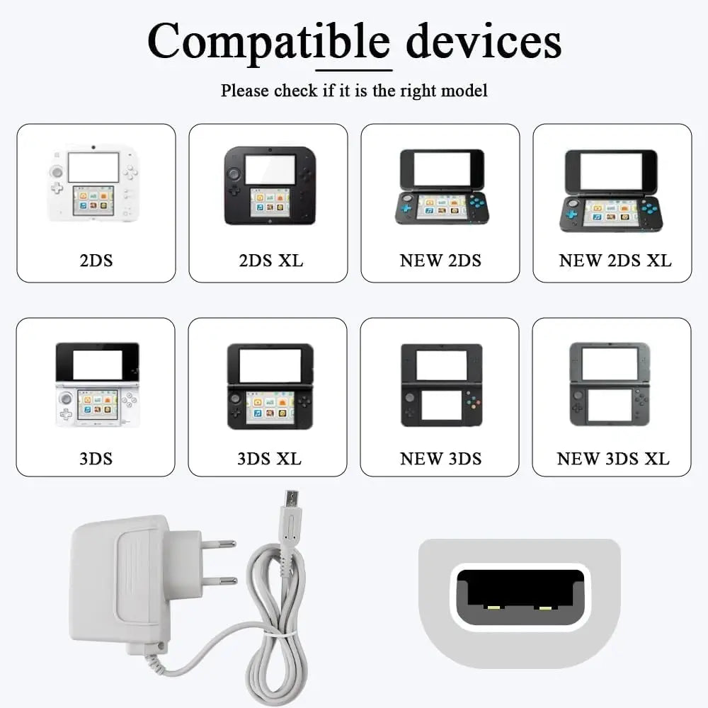 AC 100-240V Games Replacement Charger For 3DS XL LL/3DS/3DS /2DS 2DS/NDSI NDSI XL EU US Plug DC 4.6V Power Supply
