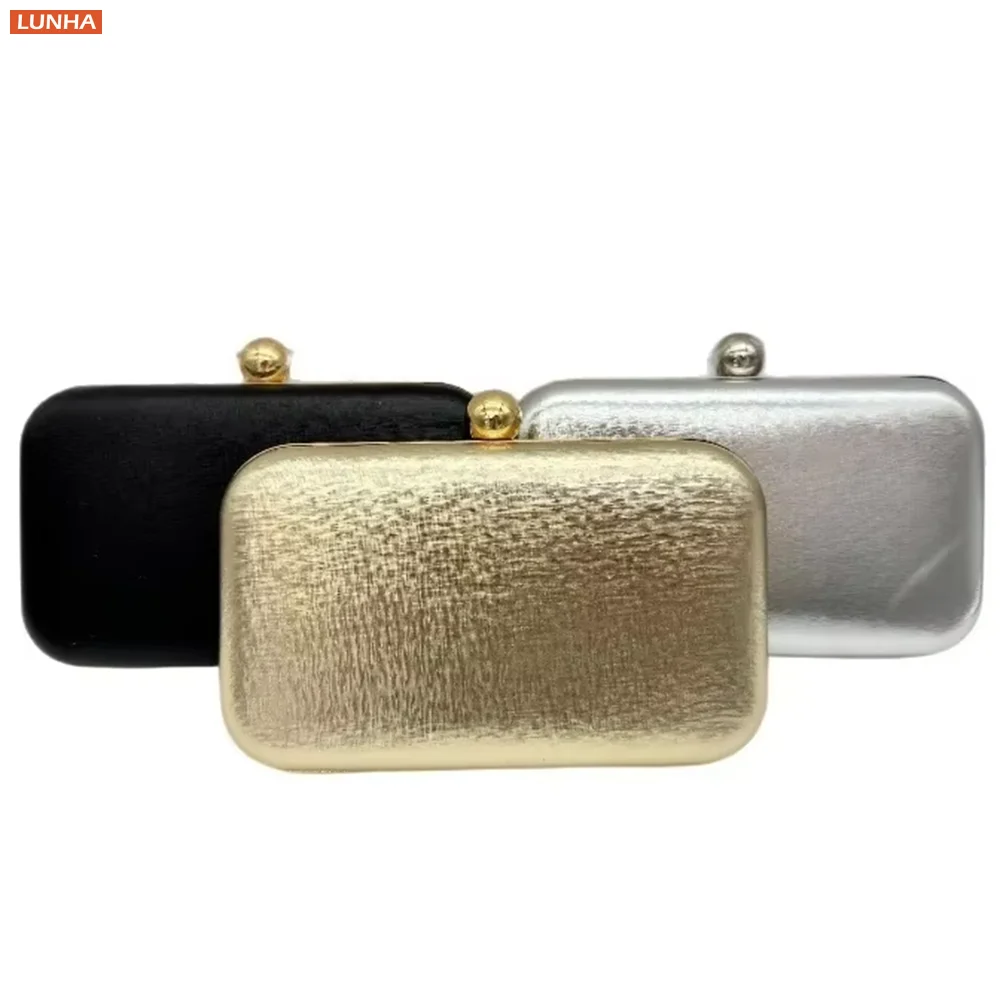 Evening Bags Vintage Metallic Box Bag Gold Silver Luxury Clutch Dinner Bag Hard Case Crossbody Purse for Party Wedding Gathering