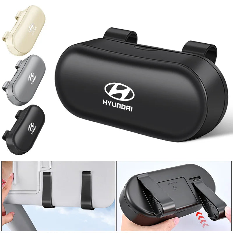 Car Sun Visor Glasses Box Portable Sunglasses Eyeglass Case For Hyundai i30 Ix35 KONA Encino Solaris Azera Grandeur Ig Accent Sa