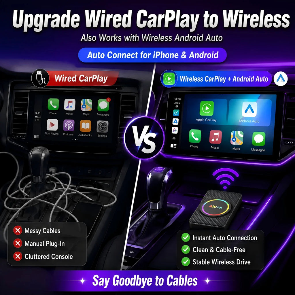 Android 14 CarPlay AI Box Wireless CarPlay Android Auto Adapter Plug and Play Supports Netflix YouTube Twitter IPTV Toyota VW Ki