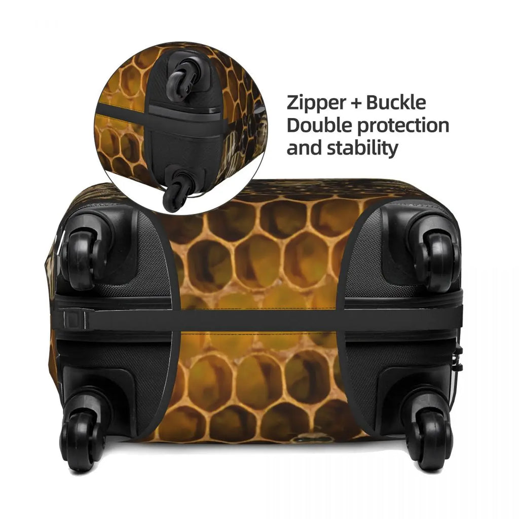 Honeycomb With Bees Suitcase Cover Elastic Cute Honey Bumblebee Luggage Protective Covers for 18-32 inch