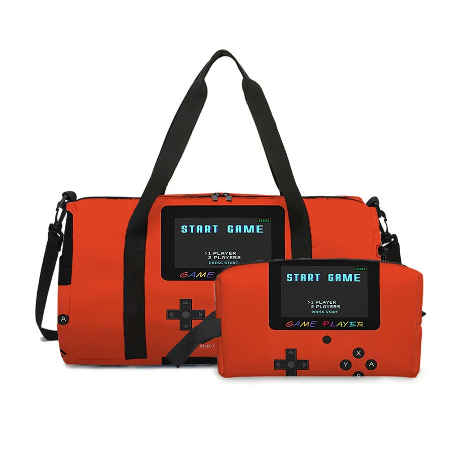 2 Pcs Games Console Large Capacity Travel Bag,Cosmetic Bag For Boys/Girls Best Gifts 2D Cartoon Leisure Durable Travel Duffels