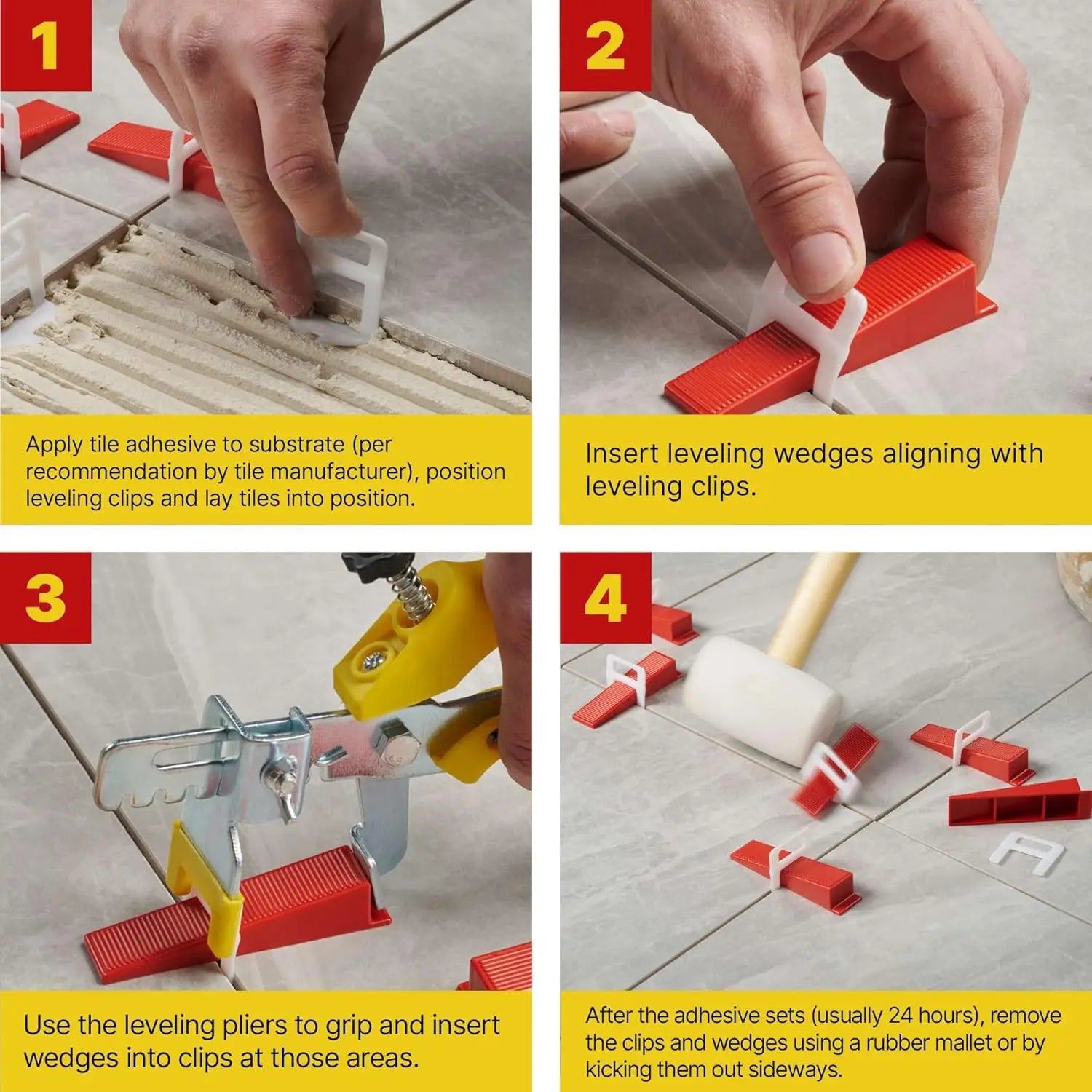 100pcs Set Tile Leveling System Wedges with Clips 1/25''(1mm) Professional Ceramic Tile and Stone Installation