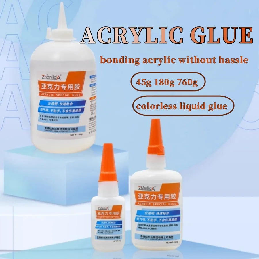 Zhanlida Acrylic Specific Glue Transparent Liquid Adhesive Bonding ABS PC Board Crystal PMAA Glass Strong Traceless Quick Drying