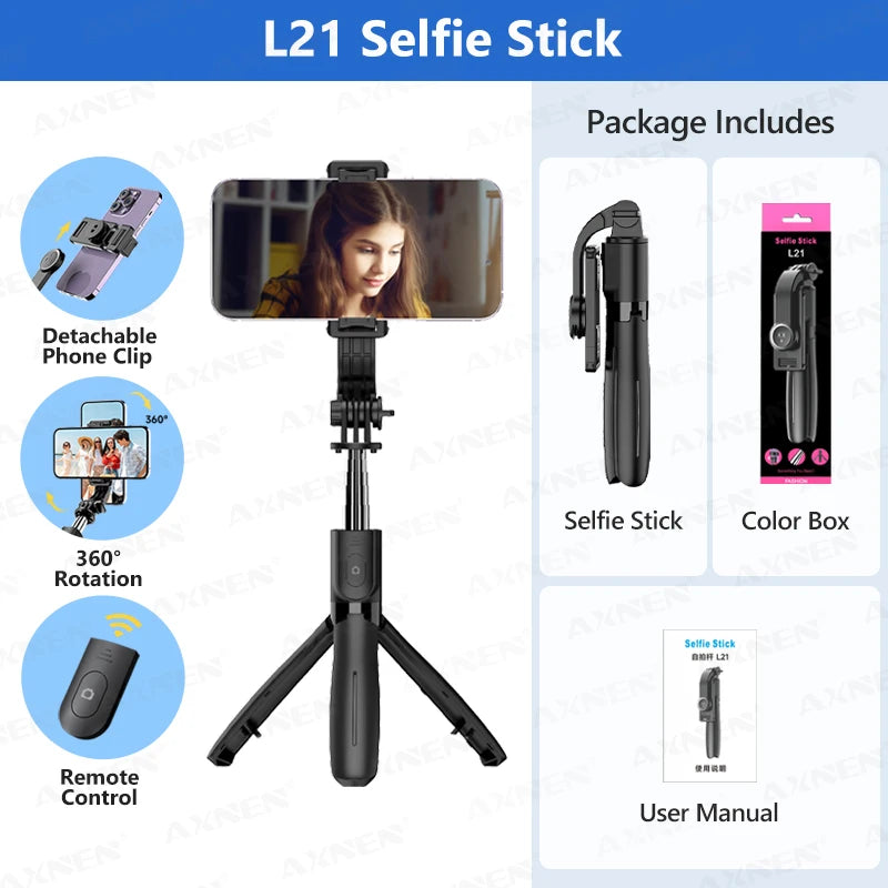 Handheld Selfie Stick Tripod Wireless Remote Stable Shooting with Action Camera Mobile Phone Optional Fill Light Portable Travel