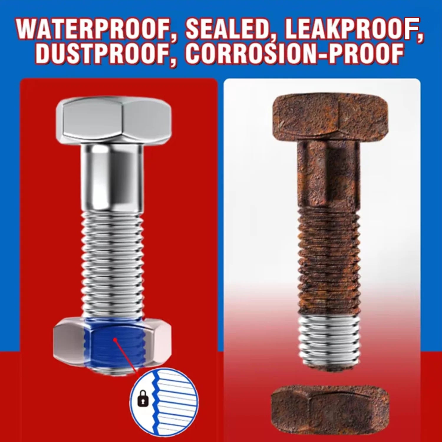50ml Threadfixing Agent, Medium Strength Blue Anaerobic Adhesive for Fixing Nuts and Bolts, Anti-loosening, Anti-corrosion, Oil