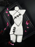 Sleeveless Two-piece Set Temptation Flirtatious Sexy Lingerie Chinese Style Neck Hanging Cheongsam Backless Lace Short Skirt Hot