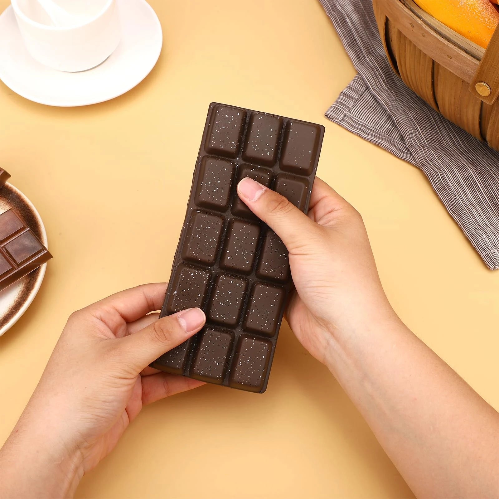 Soft Chocolate Bar Stress Relief Toy Large Squishy Fidget Toy Flexible Squeeze Sensory Toy Funny Gift for Kids and Adults