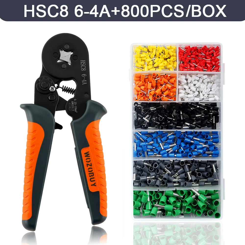 Ferrule Crimping Tool Kit , Ratchet Pliers  with Wire End Ferrule Terminals, Quadrilateral Wire Crimp Pliers with Crimp
