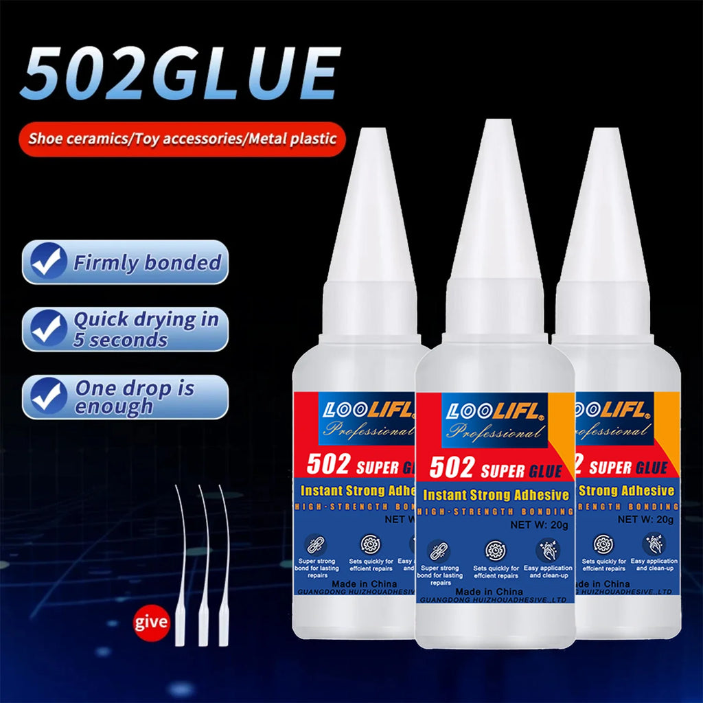 Loolifl Super Glue 1-25 Pieces 502 Strong Instant-Dry Cyanoacrylate Glue for Leather, Rubber, Wood, Metal, Strong Adhesive Liquid Tool Glue, Stable