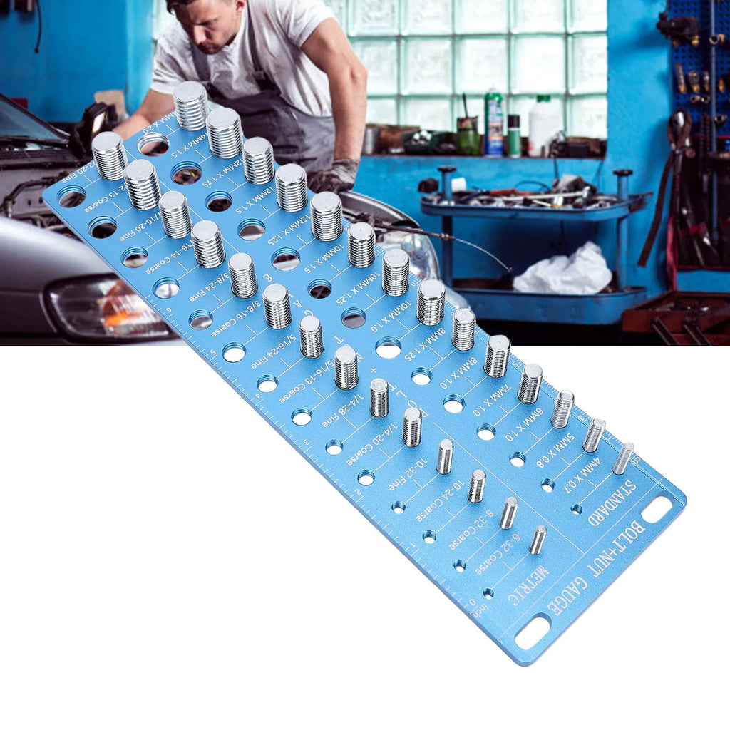 Thread Checker Nut and Bolt Measuring Tool with 28 Standard Metric Sizes High Strength Aluminum Alloy for Mechanics Carpenters