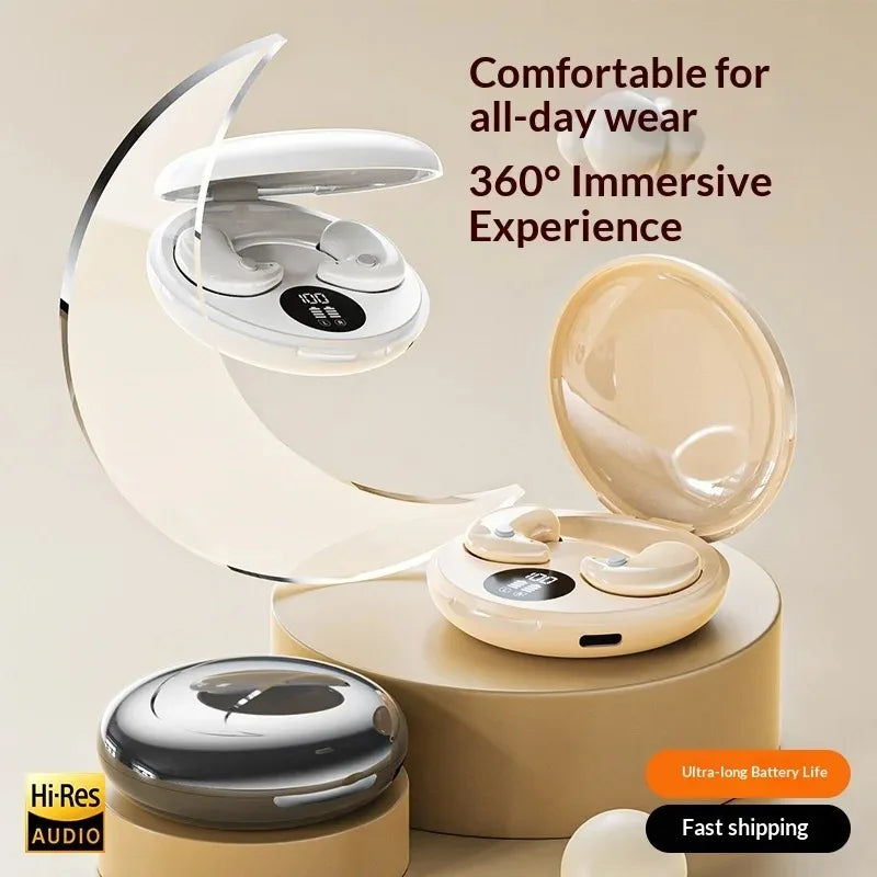 Ultra Thin Wireless Sleep Earbuds Zero Pressure Design for Side Sleepers All-Day Wearing Comfort Extended Playtime Battery