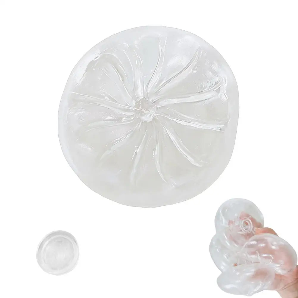 1/5Pcs DIY Hollow Steamed Bun Squishy Shell Clear Crystal Skin Squeeze Toy Component, Reusable Empty Food Toy Cover for Handmade