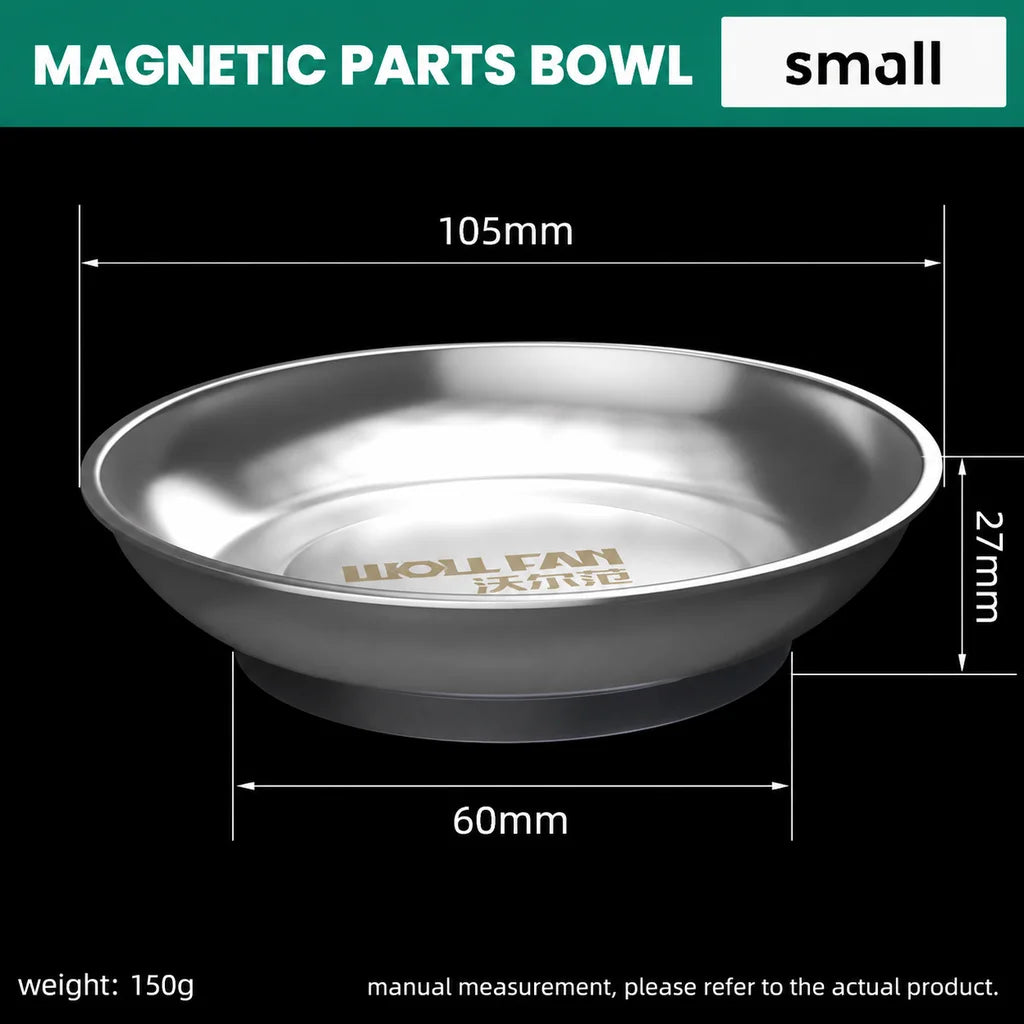 Round Stainless Steel Magnetic Parts Storage Bowl Metal Hardware Holder Tray For Garage Workshop Screws Nuts Bolts Organizer
