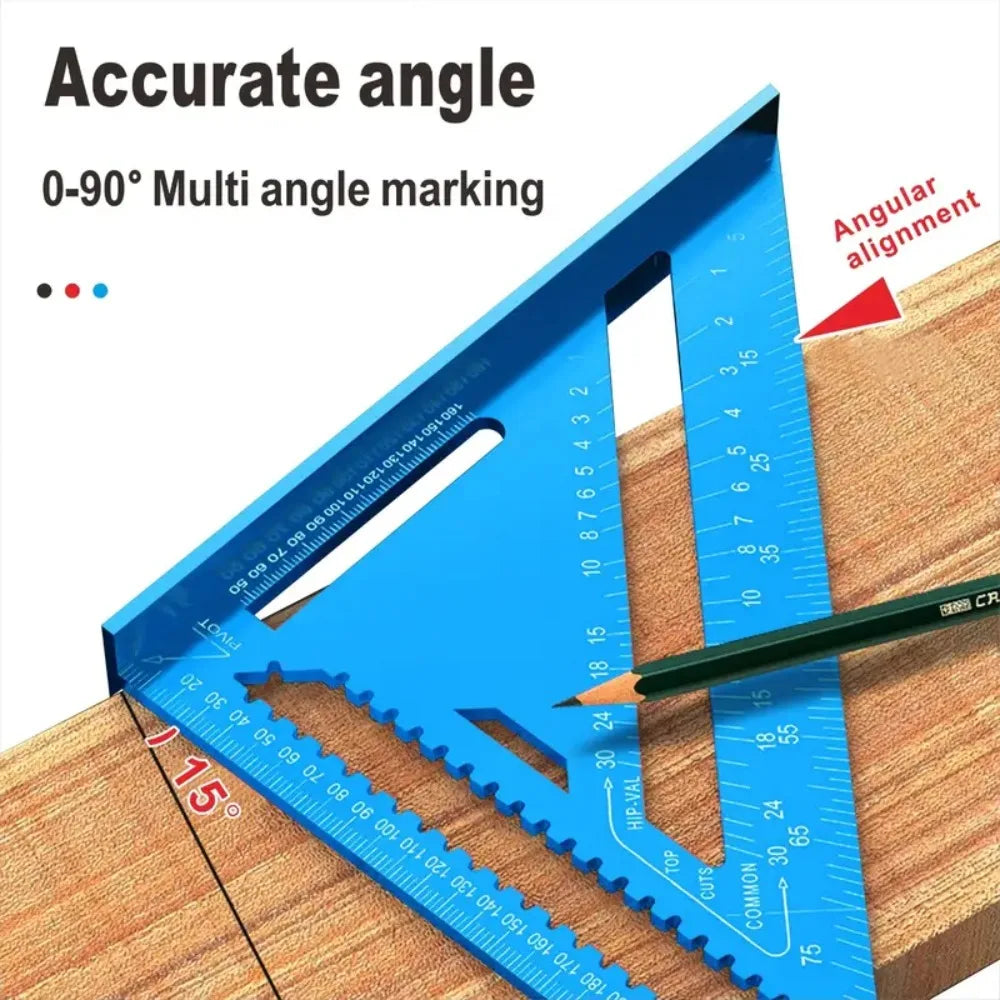 7/12 Inch Metric Aluminum Alloy Woodworking Triangle Ruler High Precision Angle Protractor Marking Gauge Carpenter Tool