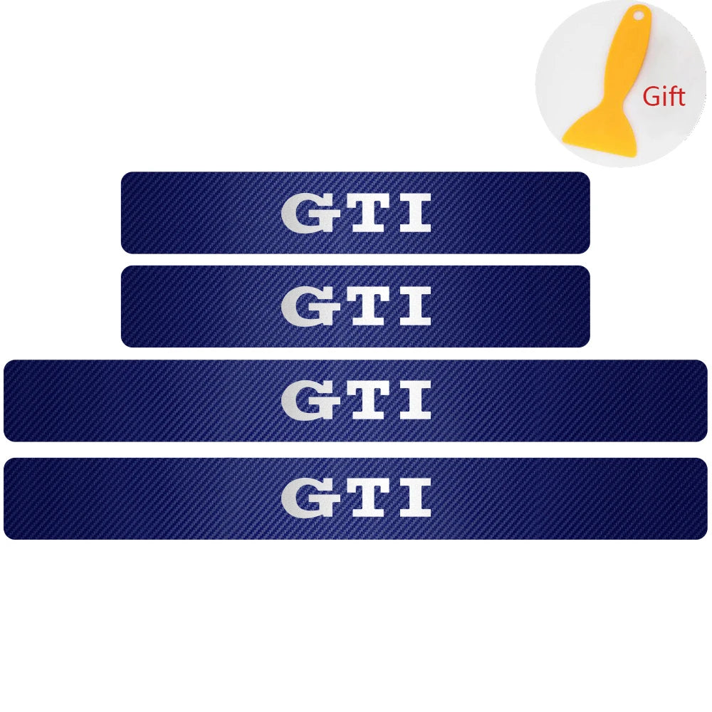 4Pcs Car Door Carbon Fiber Sill Scuff Plate Decoration Sticker For Volkswagen GTI Golf Caddy Passat CC Lavida Sagitar Scirocco
