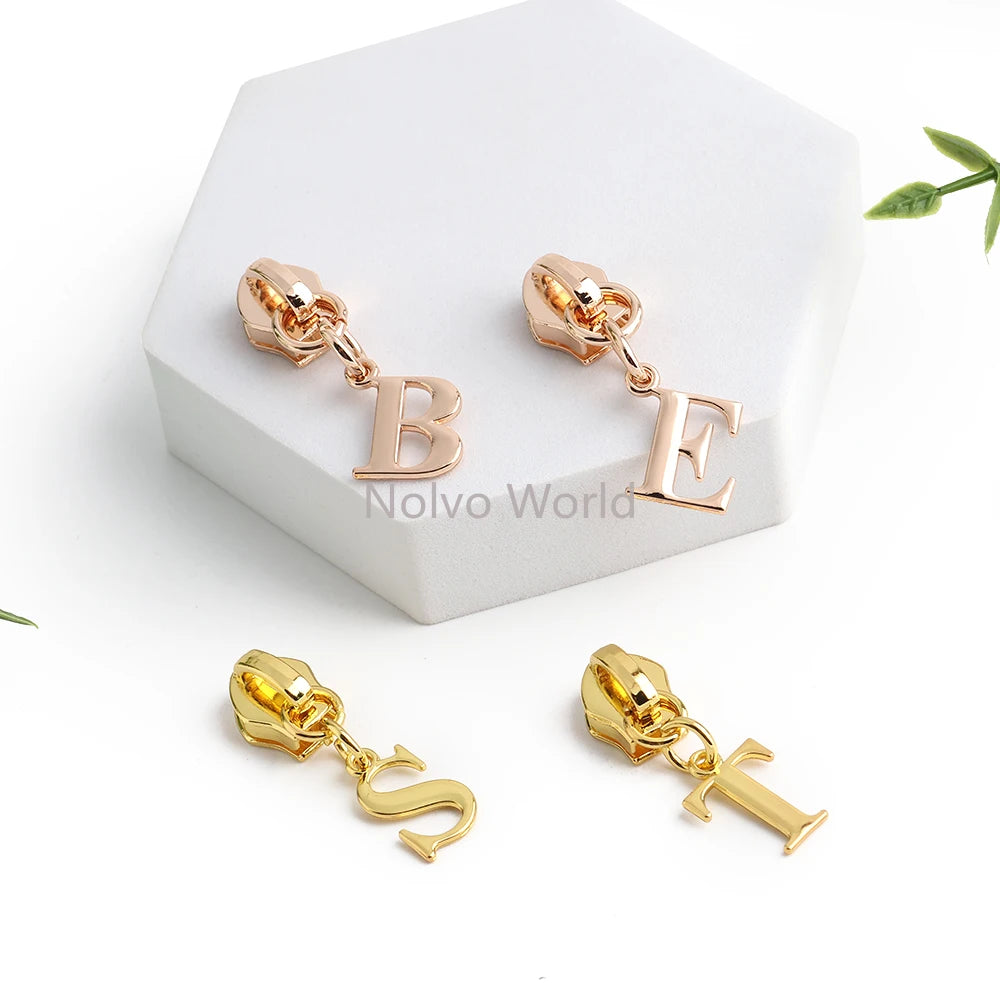 20/50PCS 5# Nylon A-Z English Initial Letter Zipper Puller Slider For Create Personal Logo Bag Purse Trinkets Gift Accessories