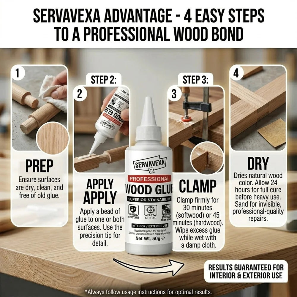 Professional Woodworking Adhesive Fast Drying Strong Bond Water Resistant Liquid Glue Interior Exterior Home Repair 50g
