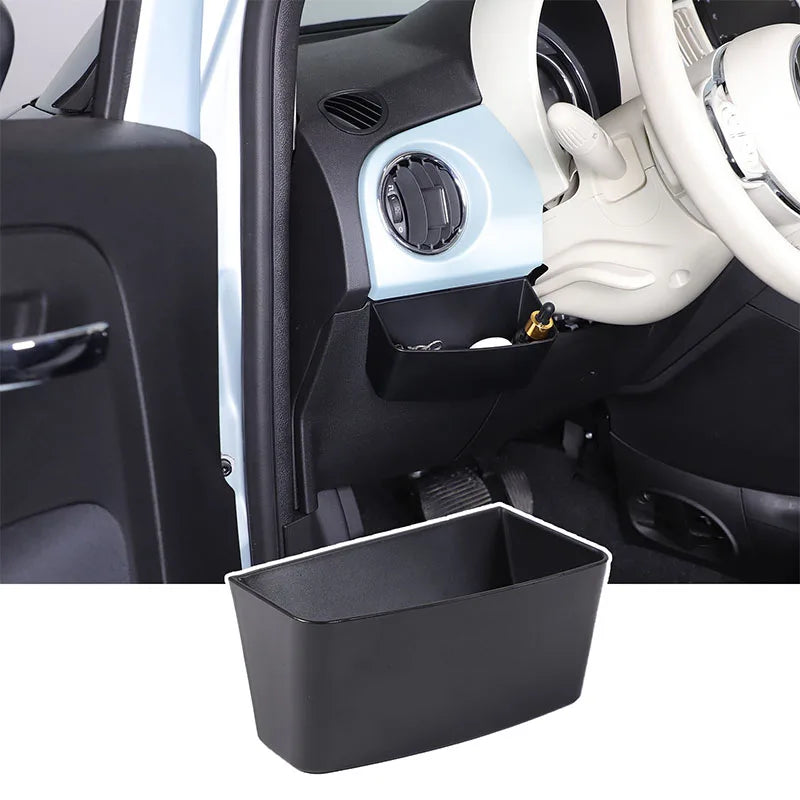 For Fiat 500 2010-2026 Car Dashboard Driving Position Storage Box Organizer Tray Coin Cell Phone Holder ABS Storage Accessories