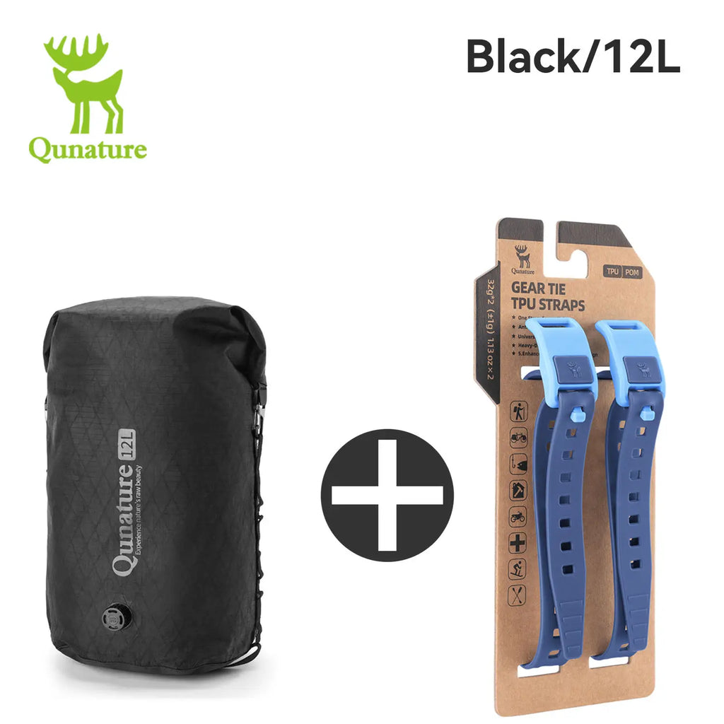Qunature 2Pcs/set Bikepacking Fully Waterproof Compression Bag Hiking Lightweight Bicycle Gear for Road Mountain Bike Travel 12L