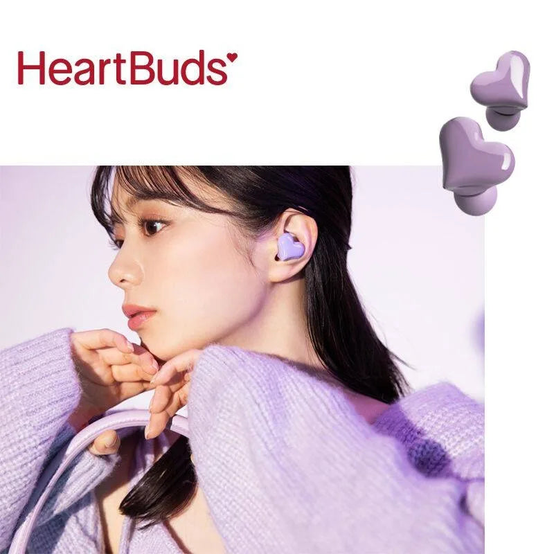 TWS Bluetooth 5.1 Heart Buds Earbuds 20H Playtime Pink Charging Case Lightweight Gaming Gift for Women Girls Students