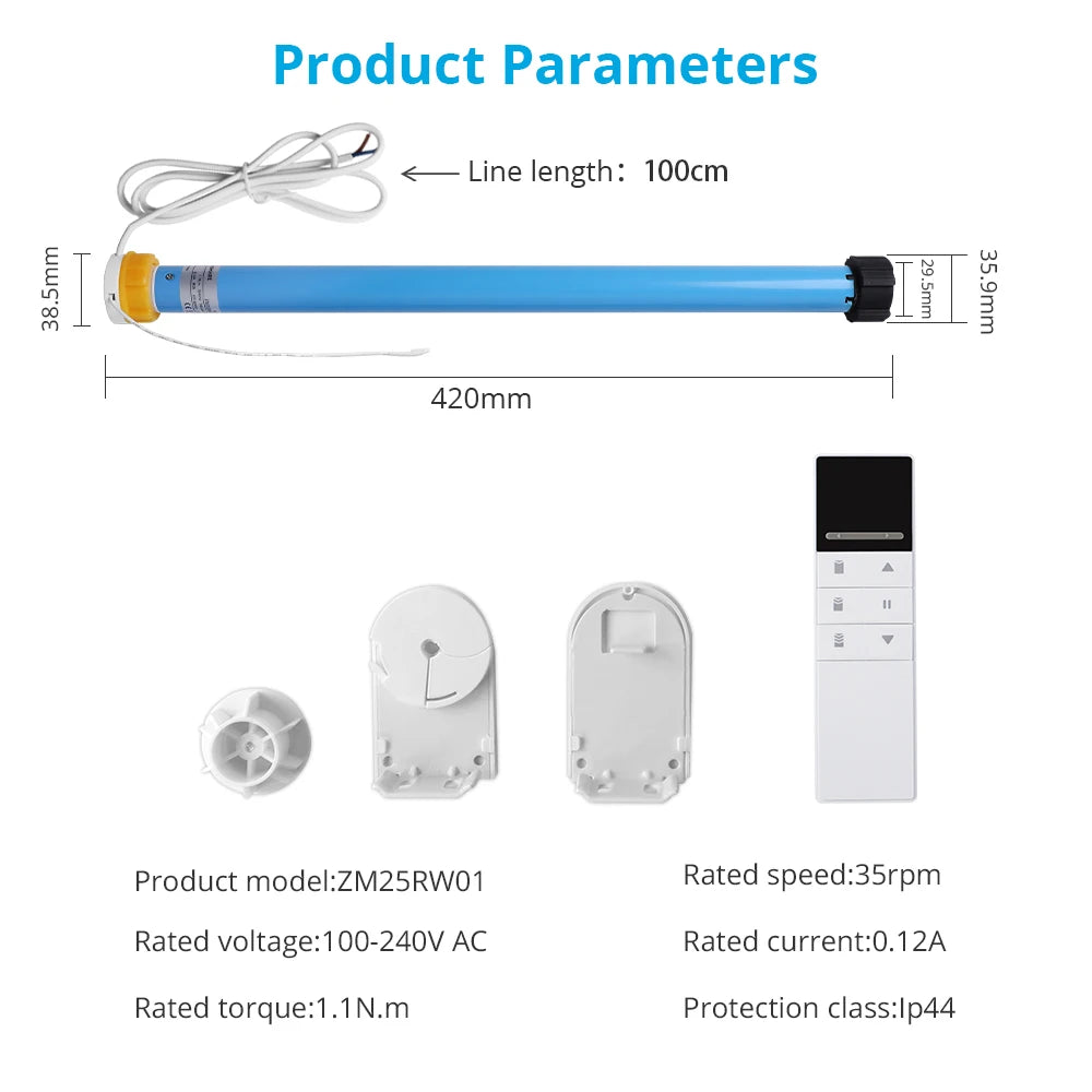 Zemismart WiFi Electric Roller Blind Motor Automatic enginer for 37mm 38mm Tube Work with Tuya Alexa Google Home Voice