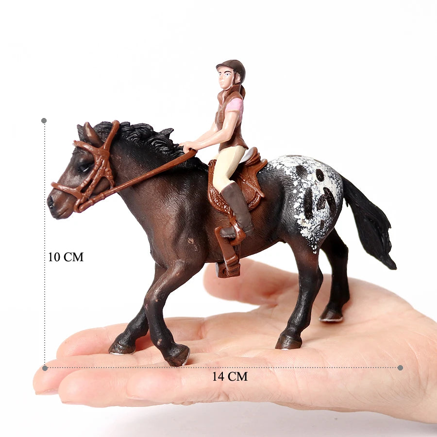 Realistic Equestrian Rider Horse with Saddle and Bridle Riding Playset Model Figures Decoration Educational Toys for Kids