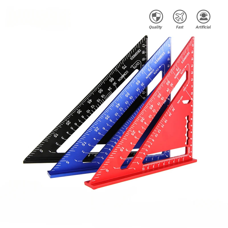 Angle Ruler 12 Inch Metric Imperial Aluminum Alloy Triangular Measuring Ruler Woodwork Triangle Angle Protractor Scriber